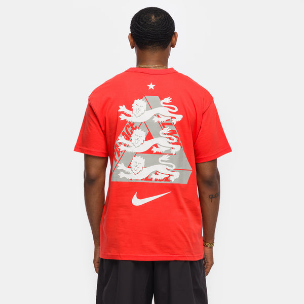 Palace x England T-Shirt in Light Crimson