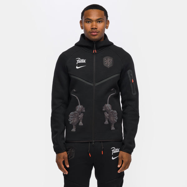Patta x Netherlands Tech Fleece Zip Windrunner Hoodie in Black/White