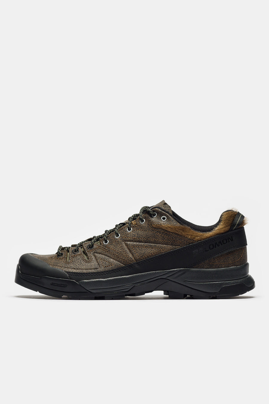 X-Alp Low Distressed Leather Sneaker in Dark Earth/Black