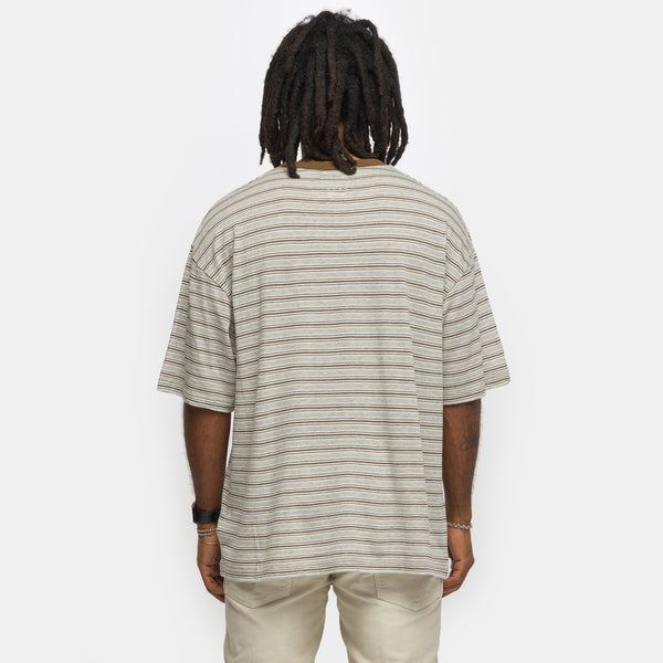 Mondo Border Fine Wool T-Shirt in Grey - VISVIM