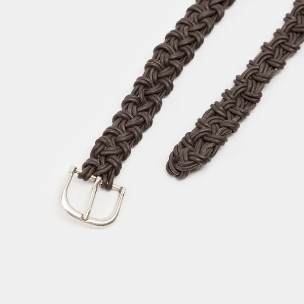 Braided Leather Belt in Brown