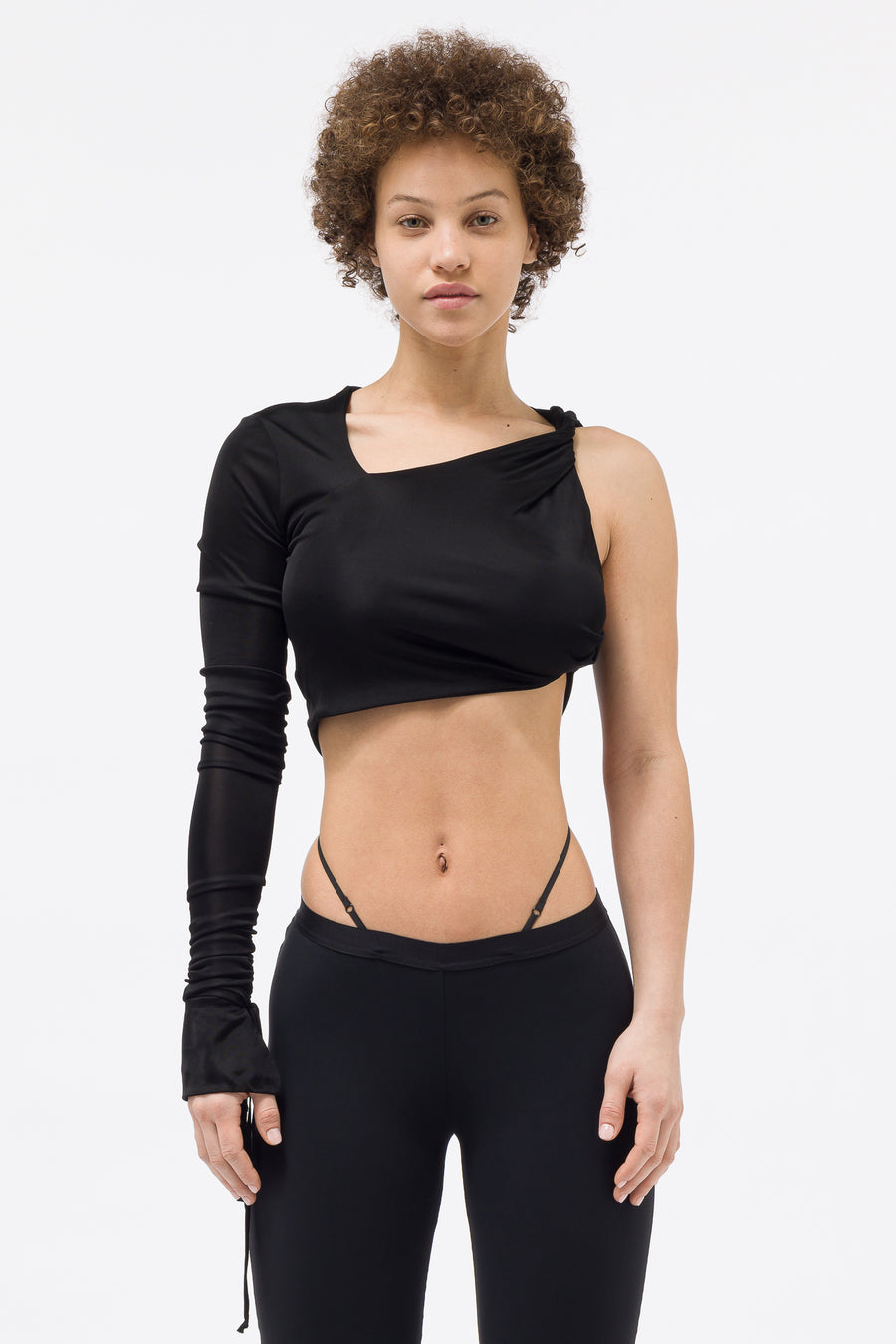 ANDREĀDAMO Single Shoulder Blouse in Black - Notre