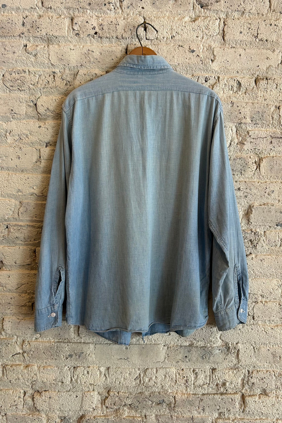 Wesley Supply Co 1960's Big Bill Chambray Shirt with Sashiko Repairs in Light Blue - Notre