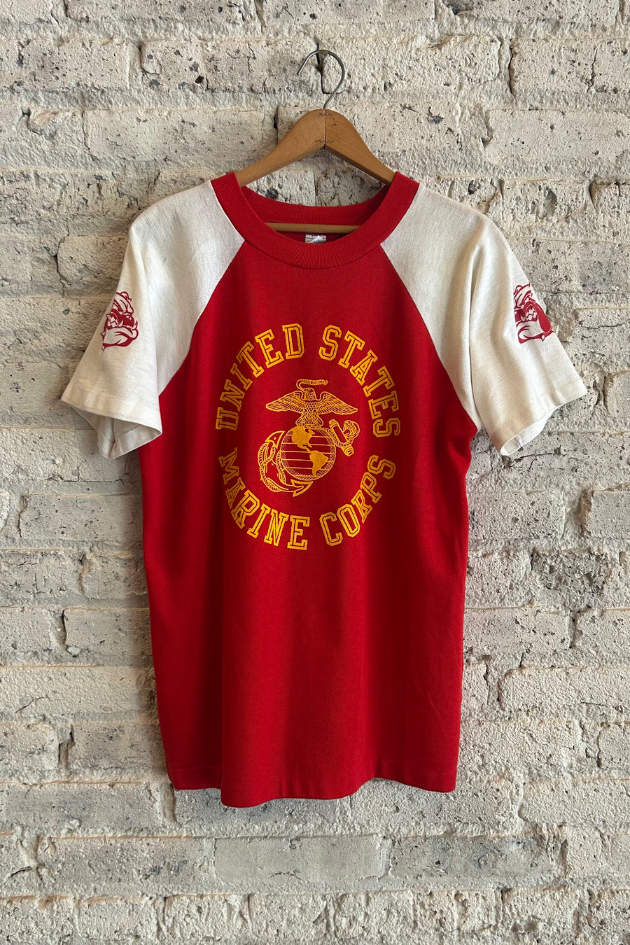 Wesley Supply Co 1970's Marine Corps Raglan T-Shirt in Red/Yellow - Notre