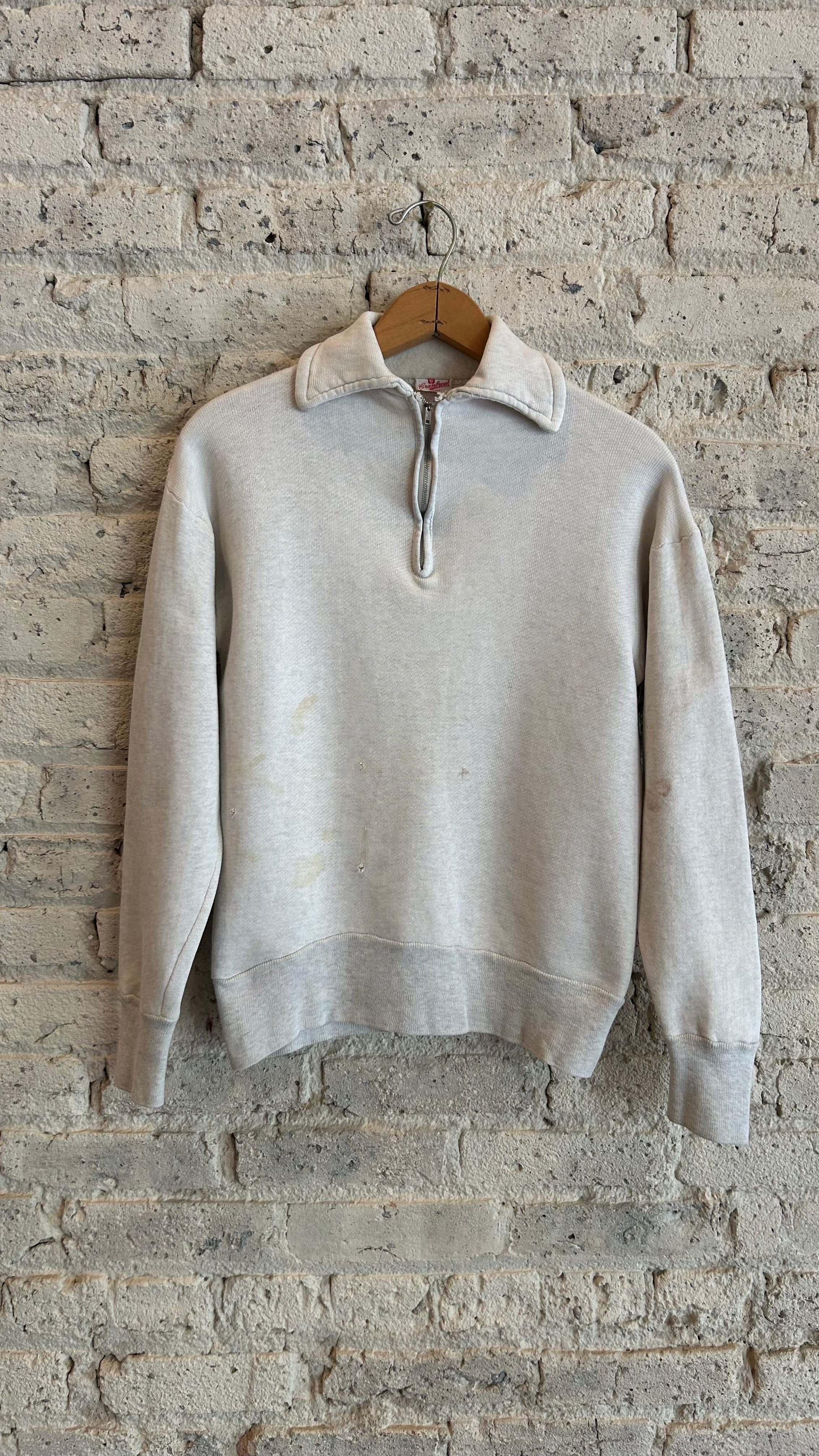1960's Cranbrook Quarter Zip Collared Sweatshirt in Grey