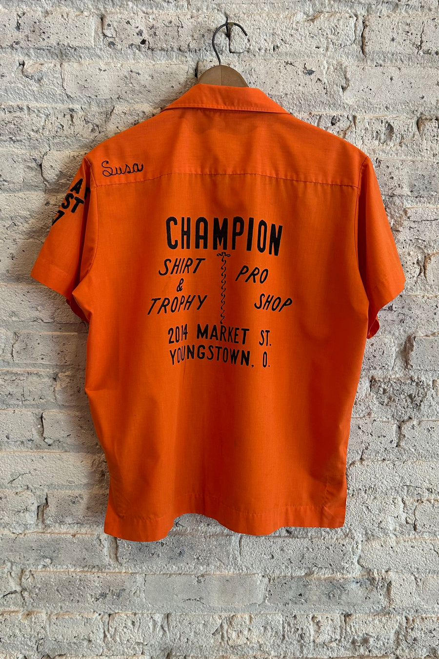 Wesley Supply Co 1970's Champion Bowling Shirt in Orange - Notre