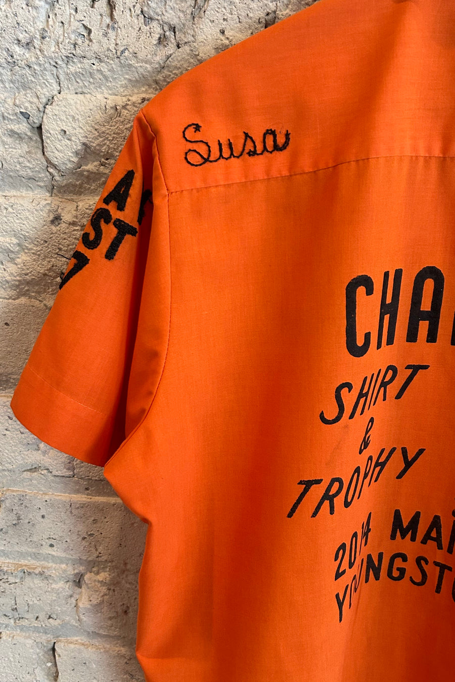 Wesley Supply Co 1970's Champion Bowling Shirt in Orange - Notre