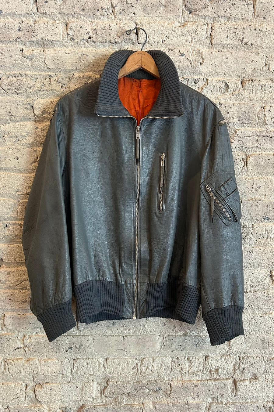 Wesley Supply Co European Leather Flight Jacket in Blue Grey - Notre