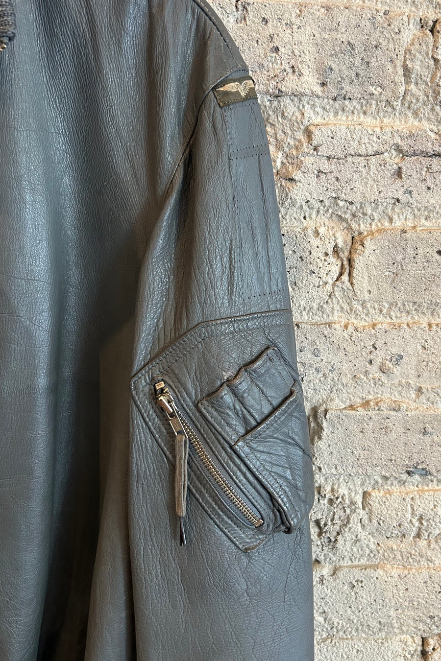 Wesley Supply Co European Leather Flight Jacket in Blue Grey - Notre