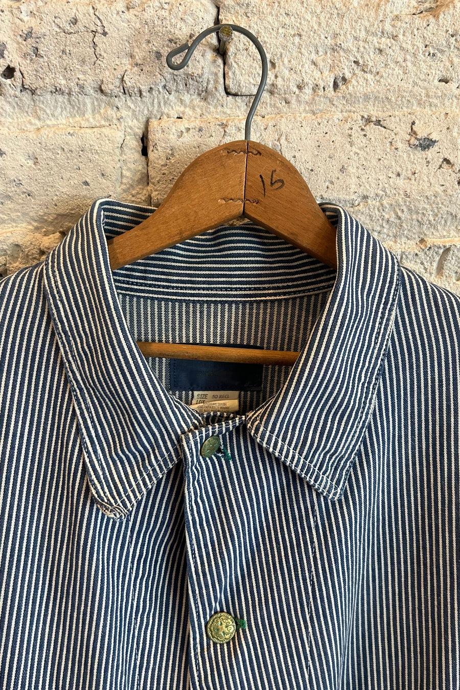 Wesley Supply Co 1970's OshKosh Liberty Strip Chore Coat in Blue - Notre