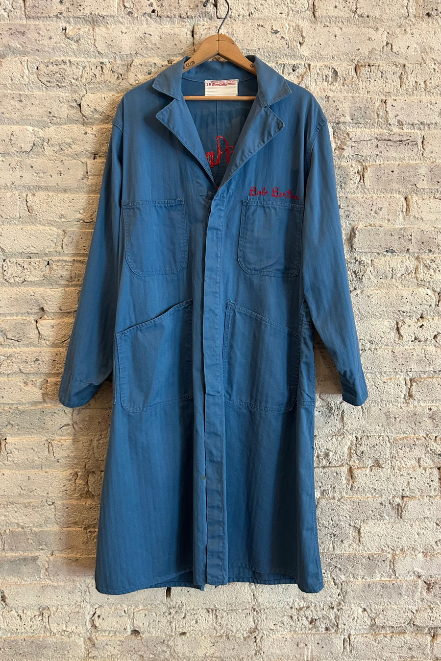 Wesley Supply Co 1960's Herringbone Twill Radio Amateur Shop Coat in Blue - Notre