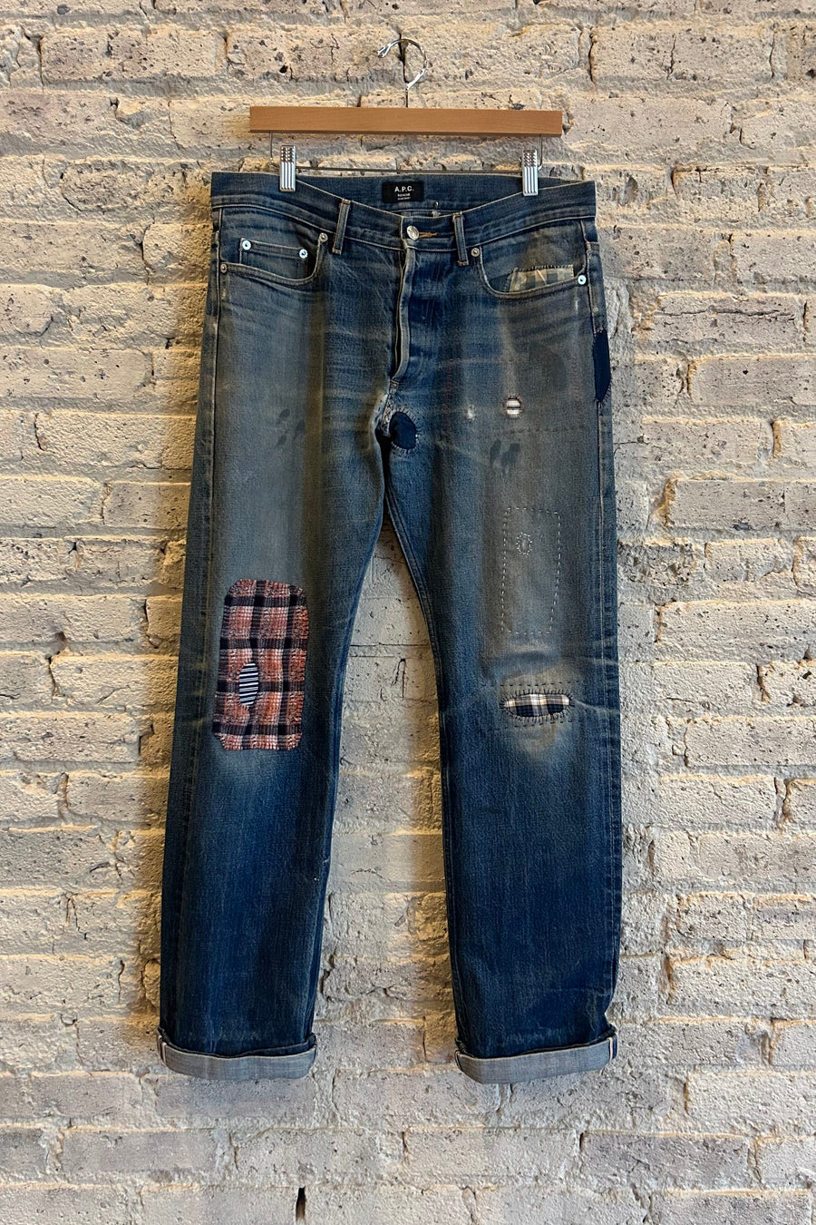 Wesley Supply Co 2000's APC Thrashed and Repaired Rescue Fit Selvedged Jean in Aged Blue - Notre