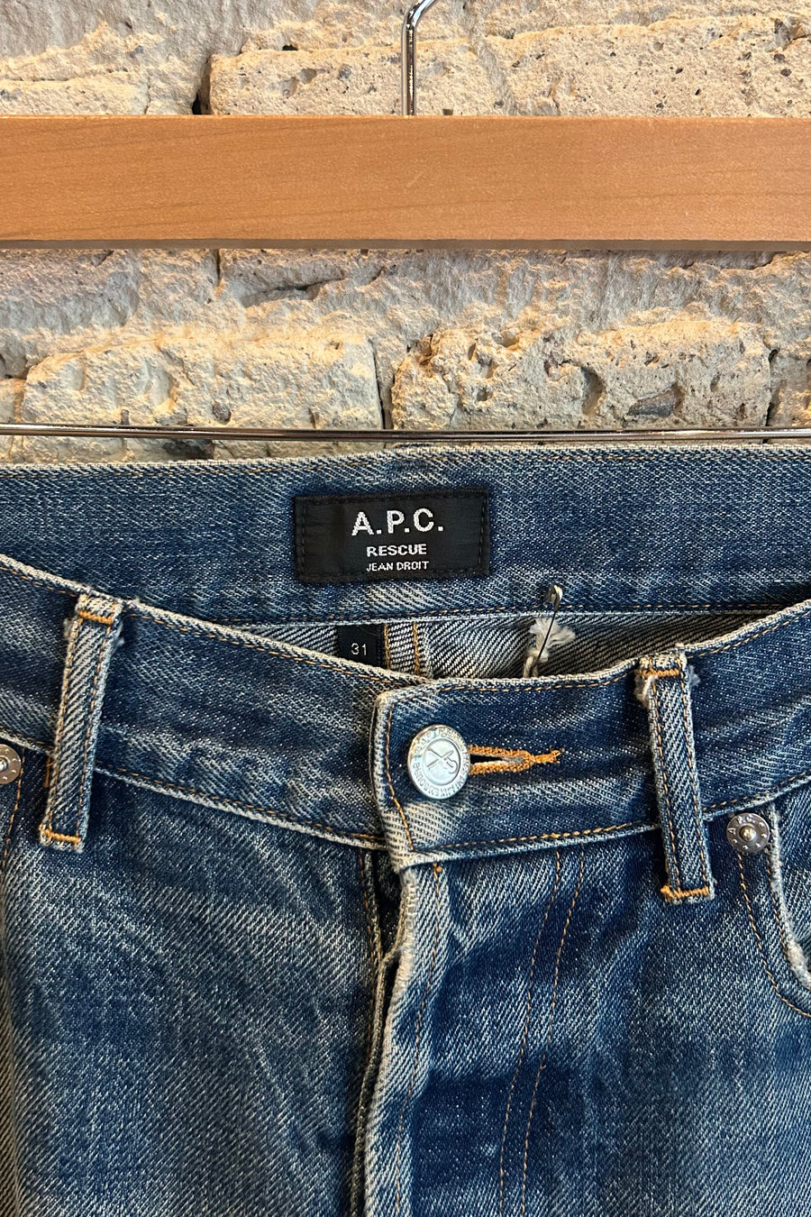 Wesley Supply Co 2000's APC Thrashed and Repaired Rescue Fit Selvedged Jean in Aged Blue - Notre