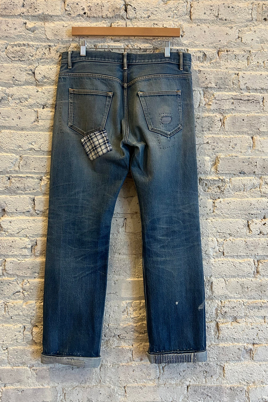 Wesley Supply Co 2000's APC Thrashed and Repaired Rescue Fit Selvedged Jean in Aged Blue - Notre