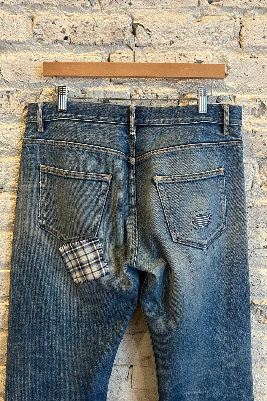Wesley Supply Co 2000's APC Thrashed and Repaired Rescue Fit Selvedged Jean in Aged Blue - Notre