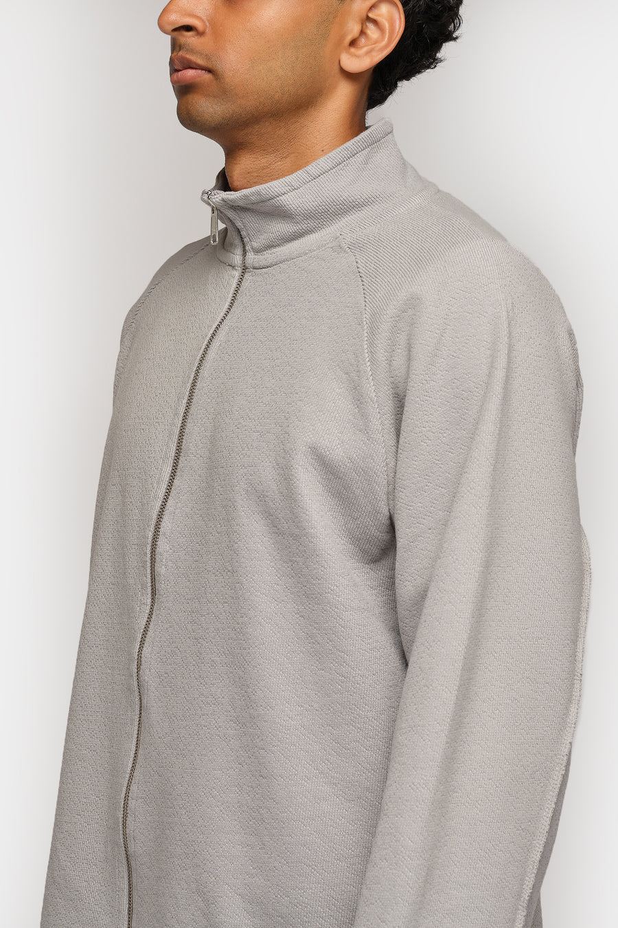 mfpen Leisure Zip Up Sweater in Mineral Grey Needle Jump - Notre