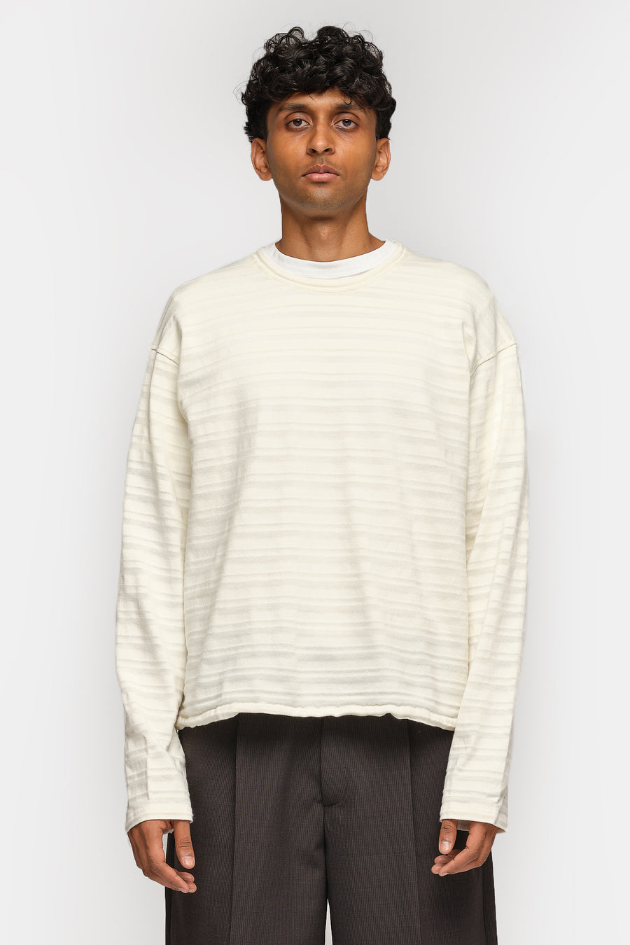 mfpen Round Neck Sweater in Off White Stripe - Notre