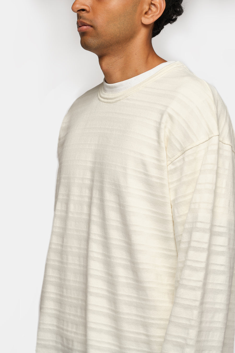 mfpen Round Neck Sweater in Off White Stripe - Notre