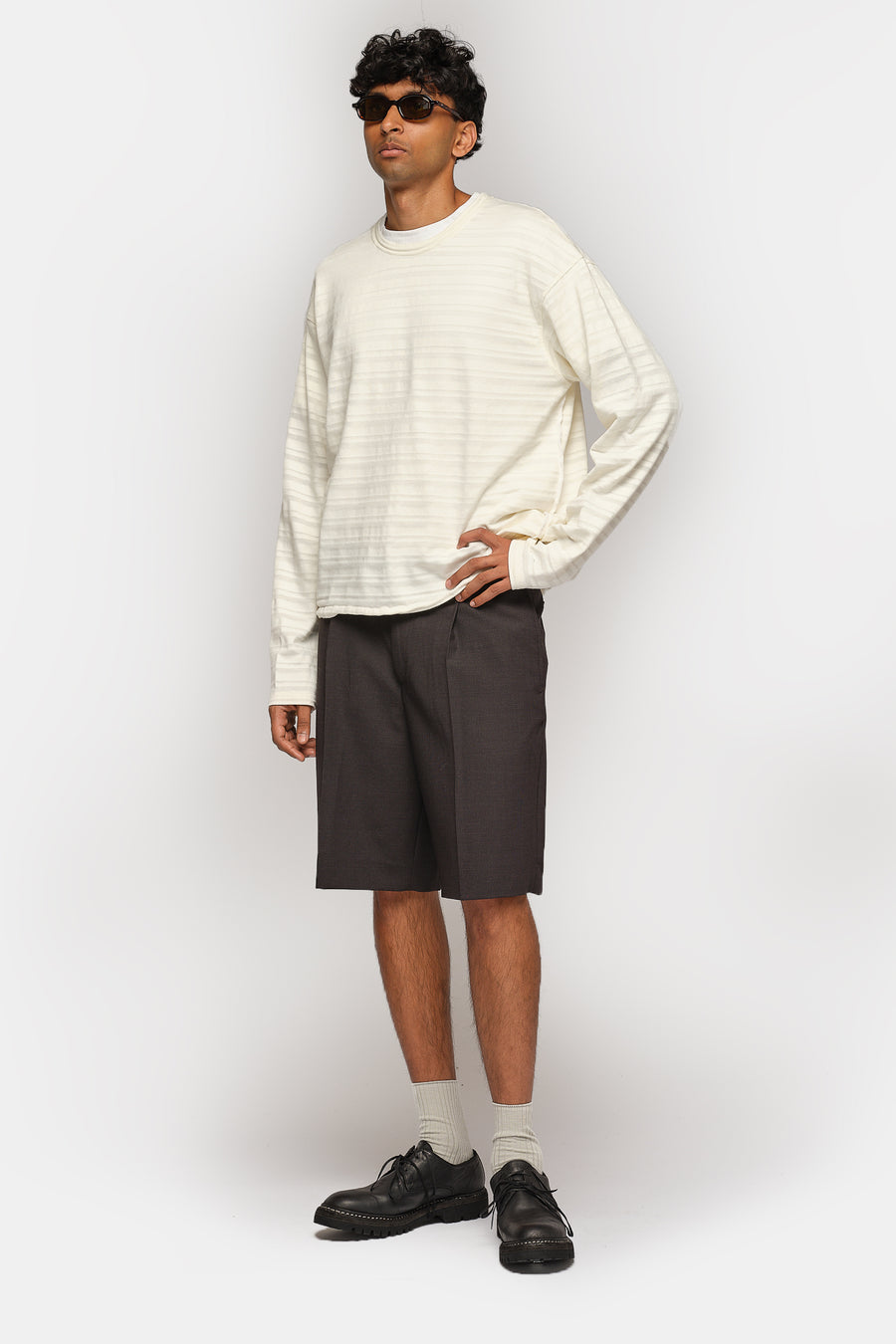 mfpen Round Neck Sweater in Off White Stripe - Notre