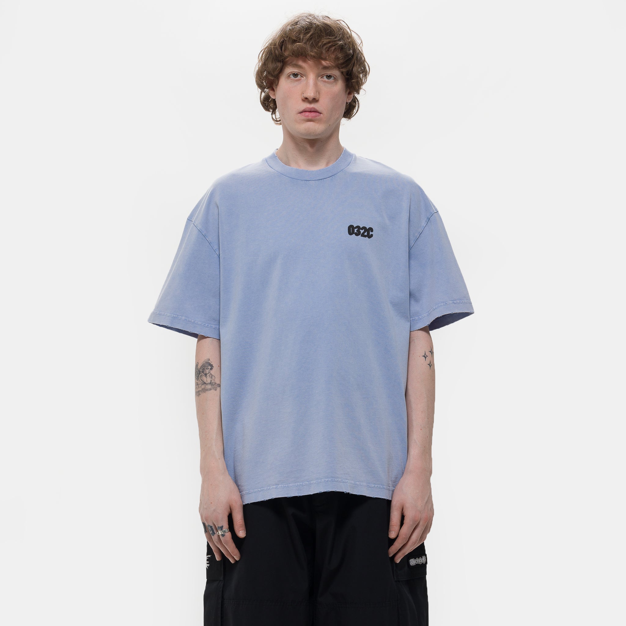 ★032c★ U 032c Loves T-shirt FADED LIGHT BLUE 032C LOVES TS 032C Loves T-Shirt in Faded Light Blue