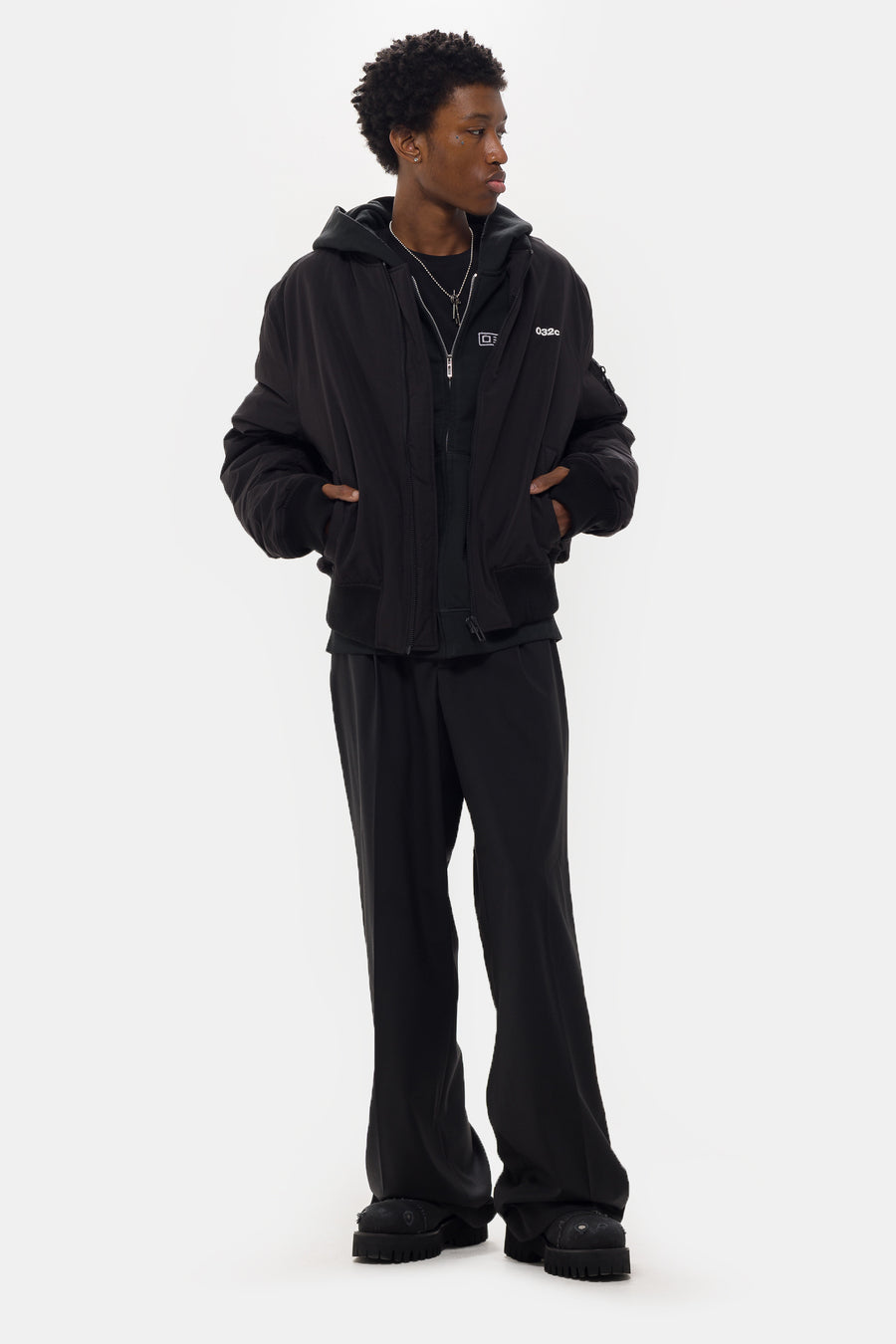 032C Guest List Classic Bomber Jacket in Black - Notre