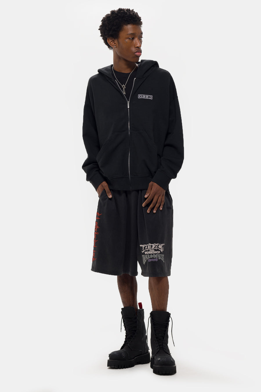 032C Routine Zip Hoodie in Faded Black - Notre