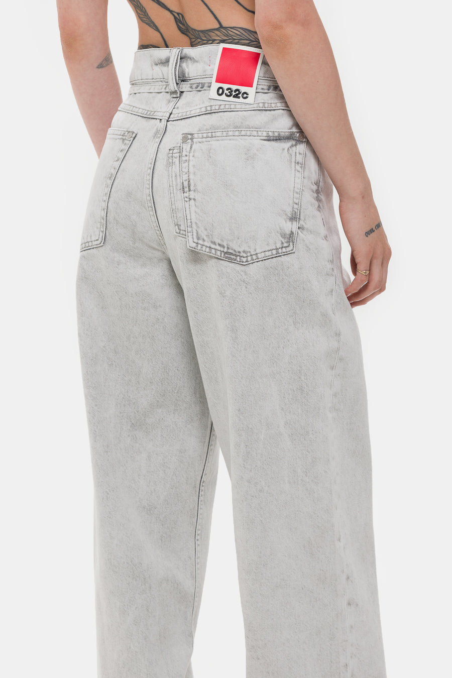 032C Down To Earth Wide Leg Jean in Washed Grey/White - Notre