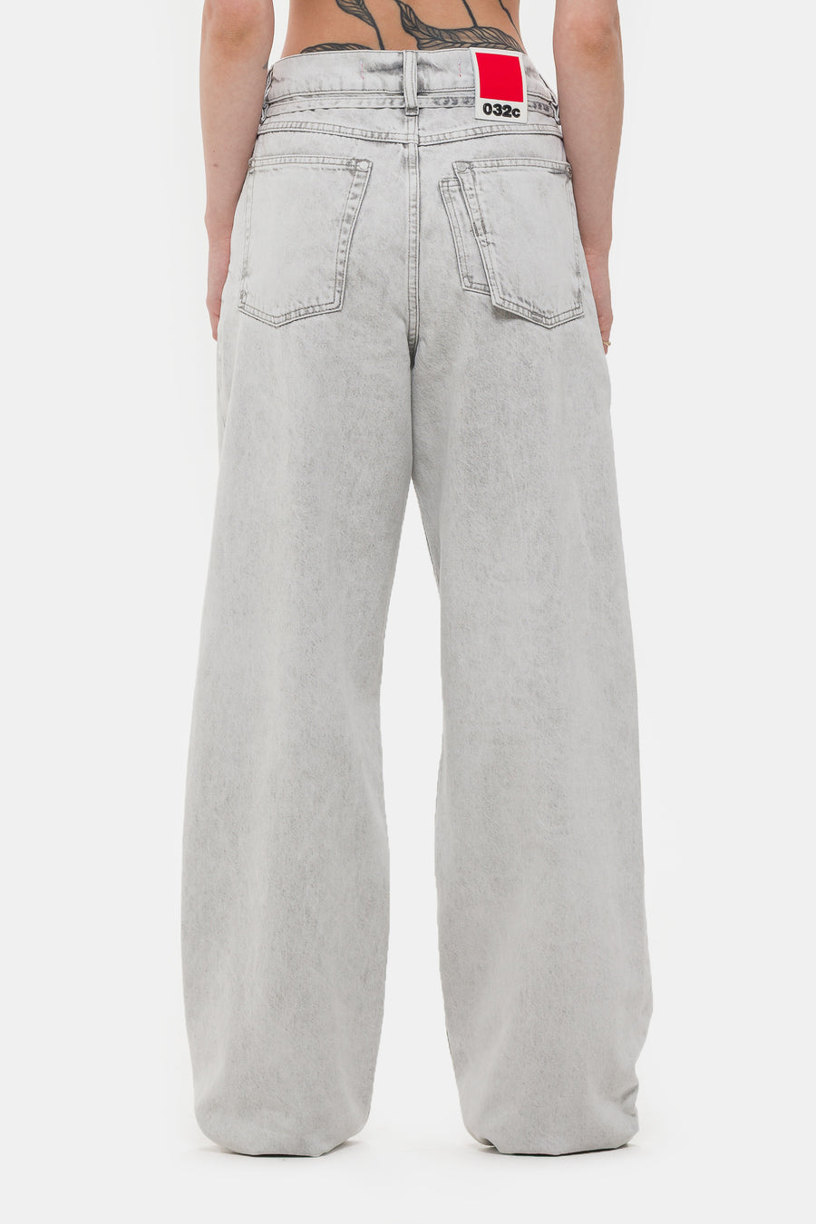 032C Down To Earth Wide Leg Jean in Washed Grey/White - Notre
