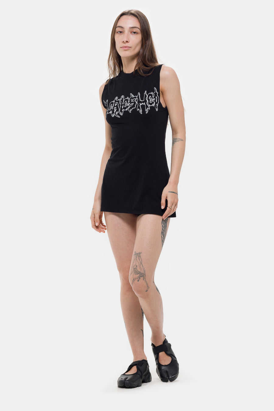 032C Super Bad Jersey Dress and Hotpants in Faded Black - Notre