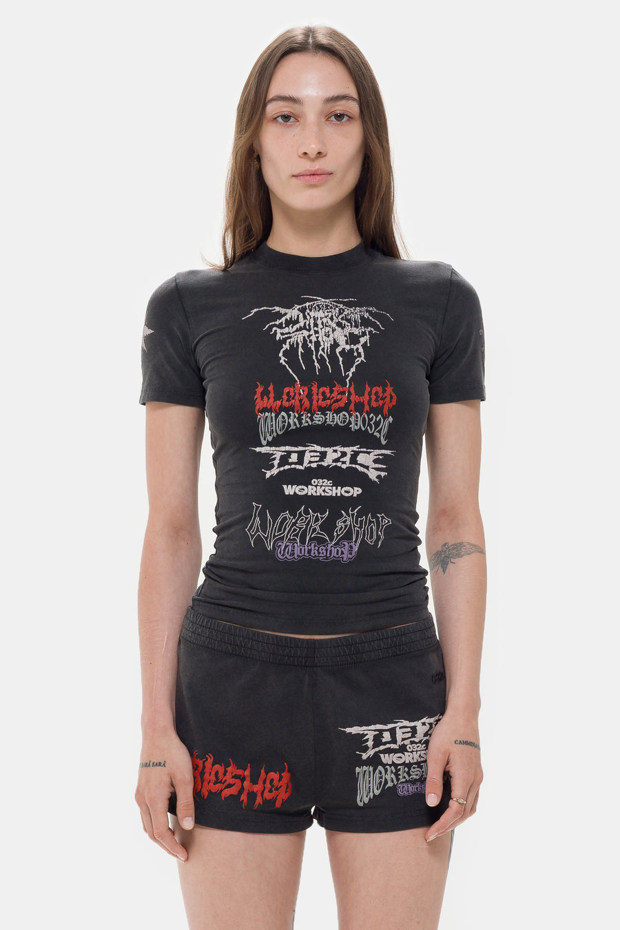 032C Telepresence Tight Cut T-Shirt in Faded Black - Notre