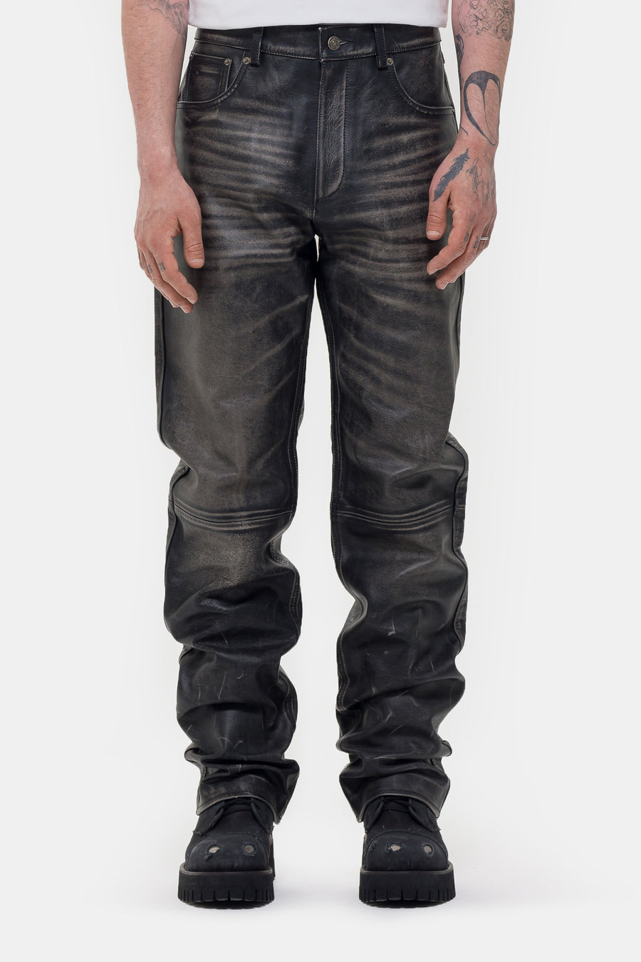 424 424 Leather Five Pocket Pant in Black - Notre