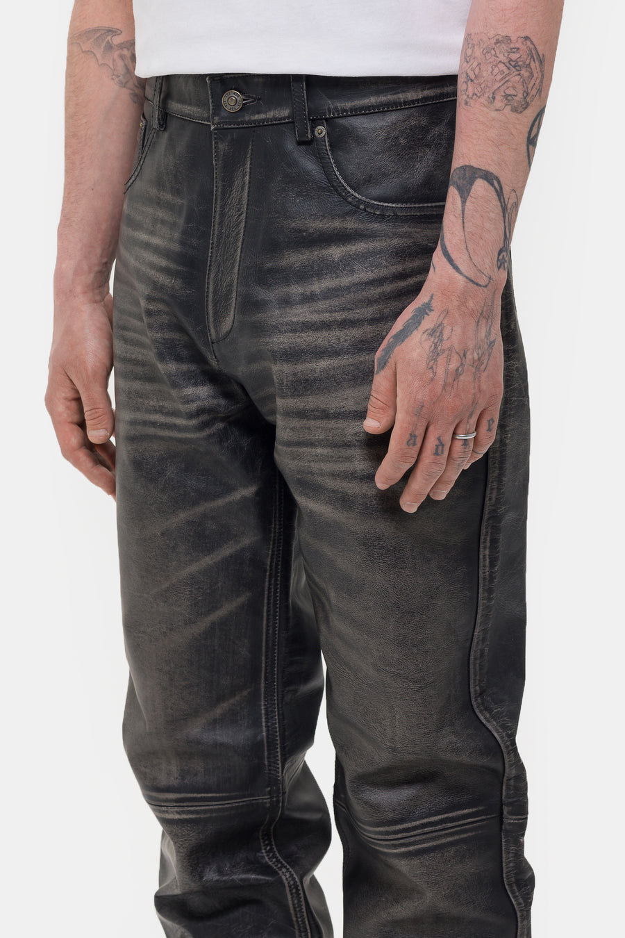 424 424 Leather Five Pocket Pant in Black - Notre