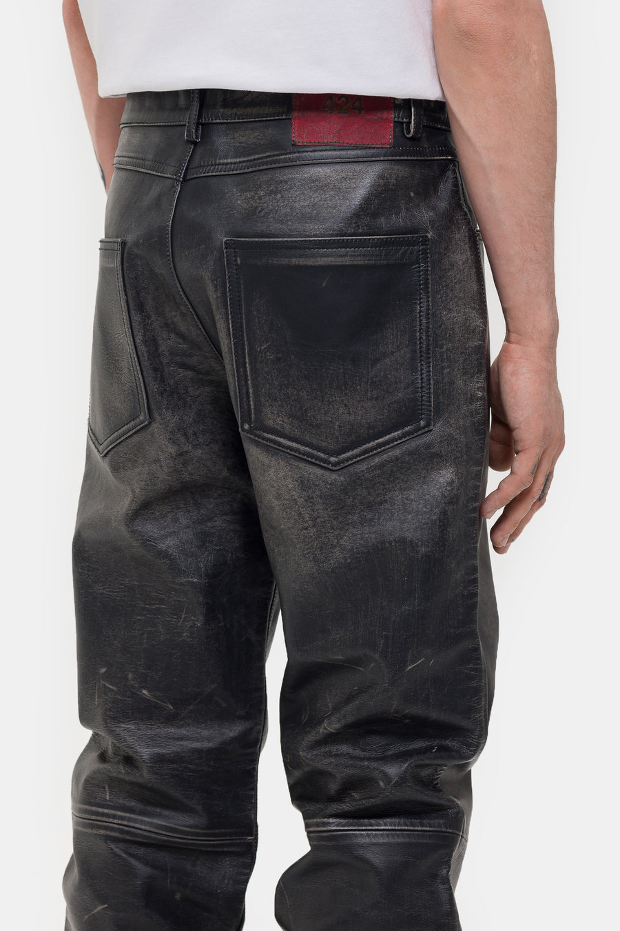 424 424 Leather Five Pocket Pant in Black - Notre