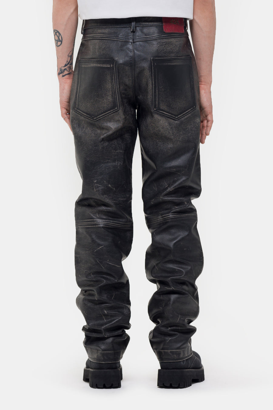 424 424 Leather Five Pocket Pant in Black - Notre