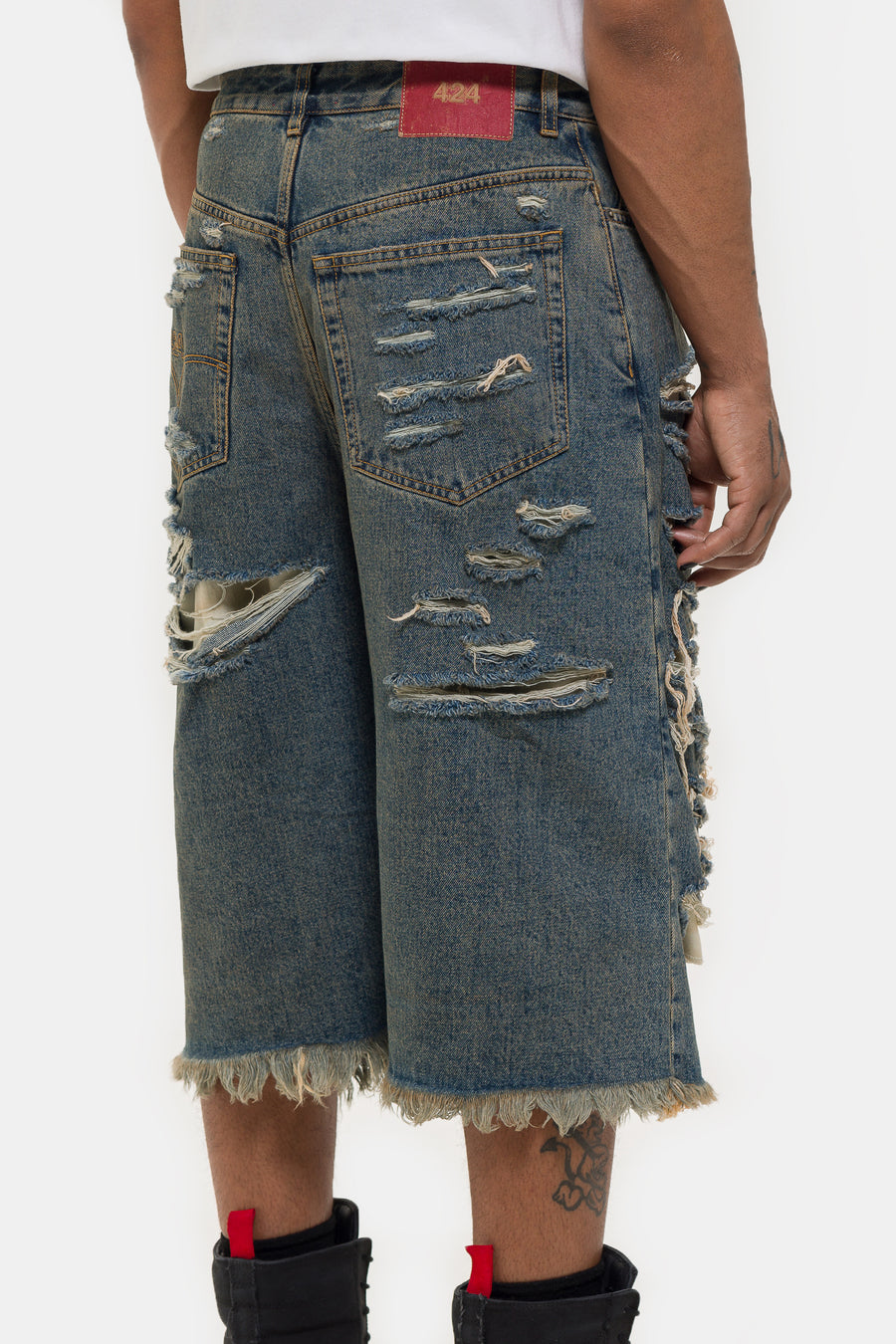 424 Big Daddy Denim Short in Blue/Brown Sugar Washing - Notre