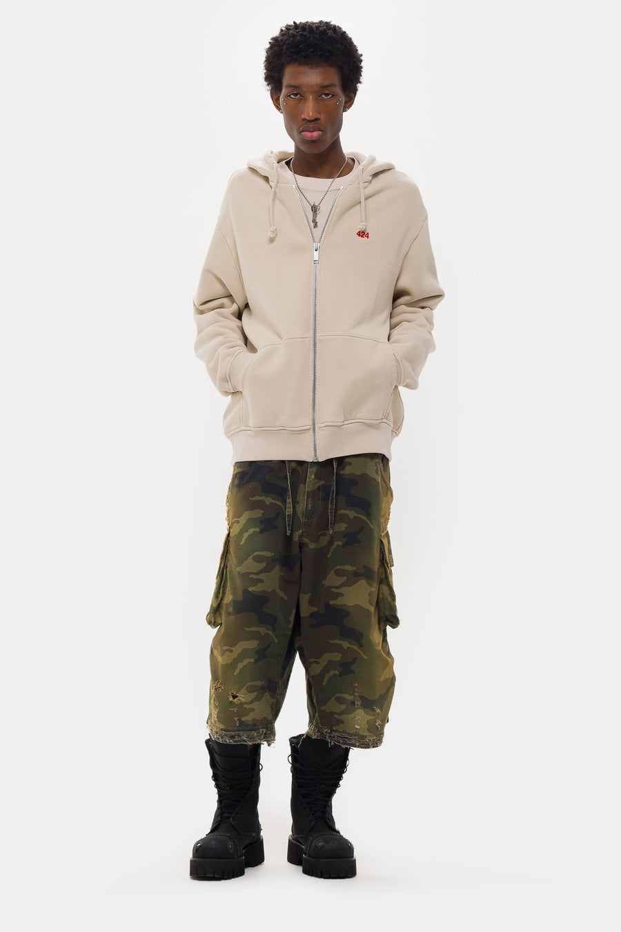 Zip Up Hoodie in Tea - 424