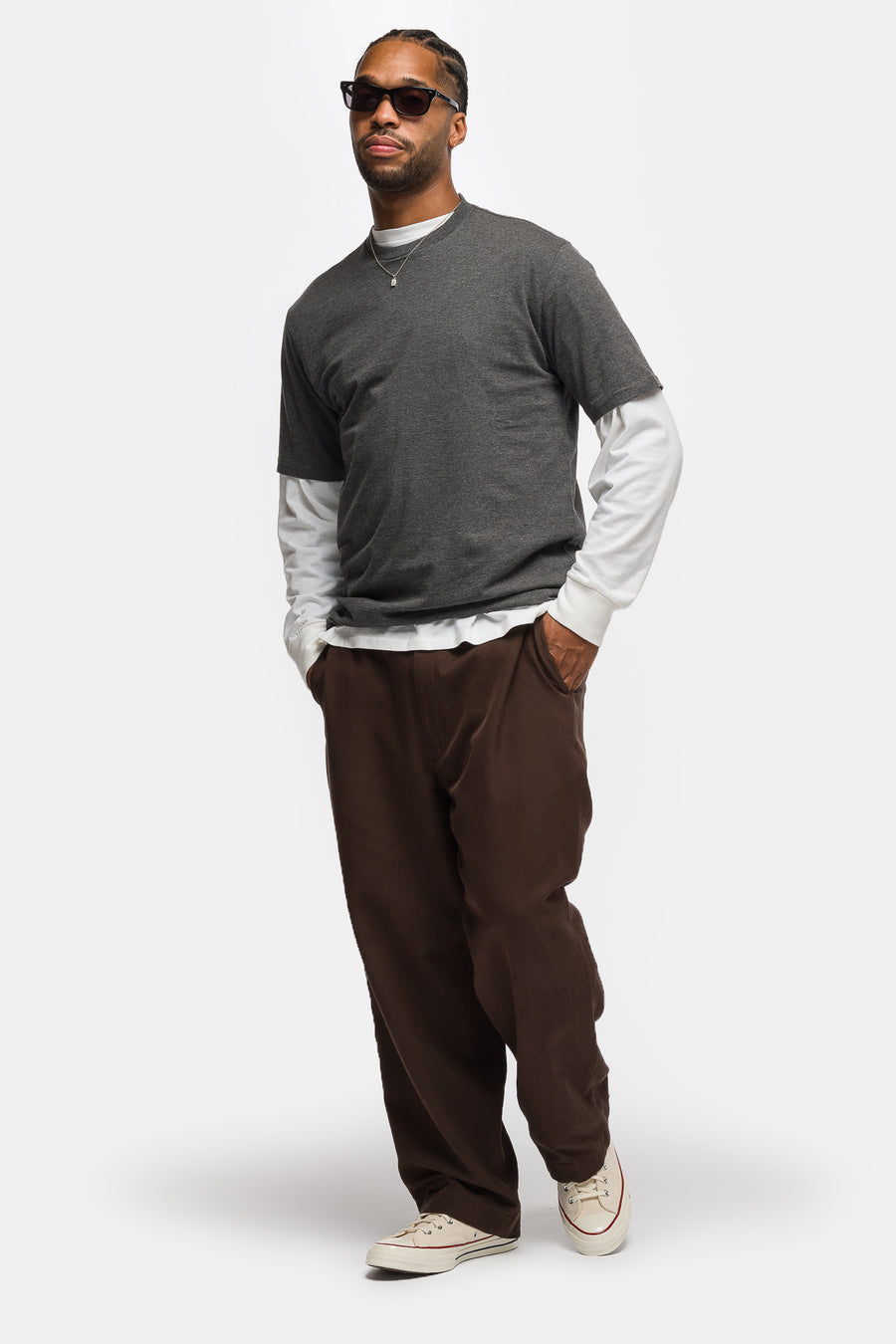 Vintage Silk Cotton Work Pant in Brown