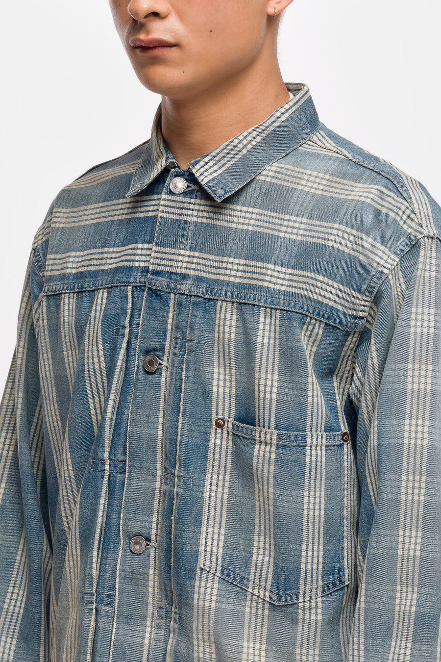 No. 213 Indigo Palaka Denim Jacket in Check