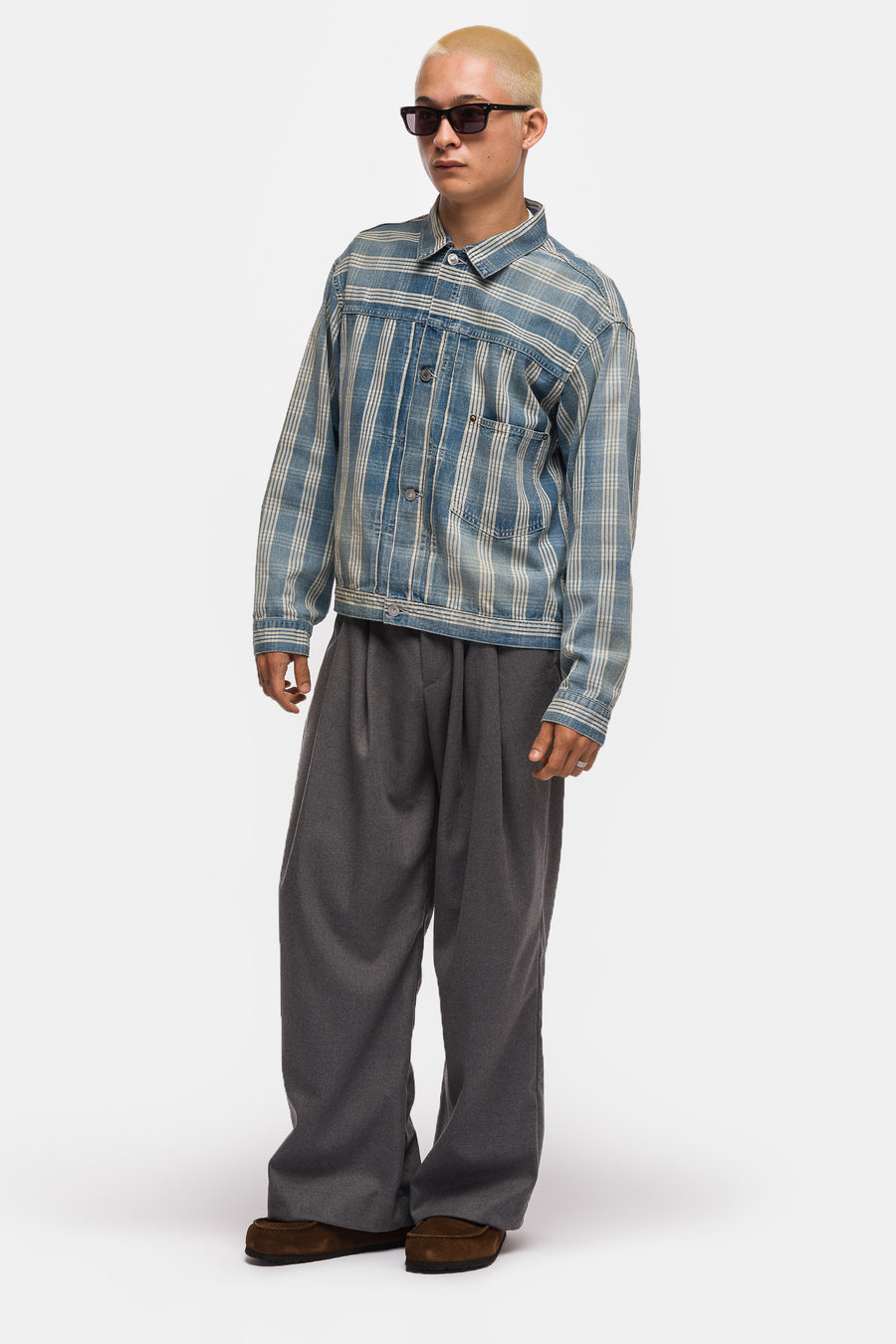 No. 213 Indigo Palaka Denim Jacket in Check