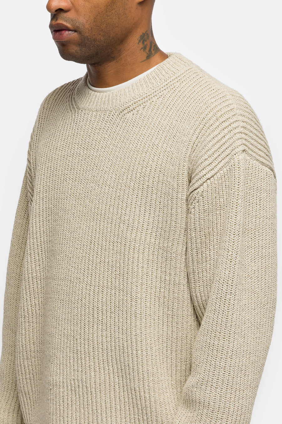 Silk Linen Lilian Crew Neck Sweater in Ecru