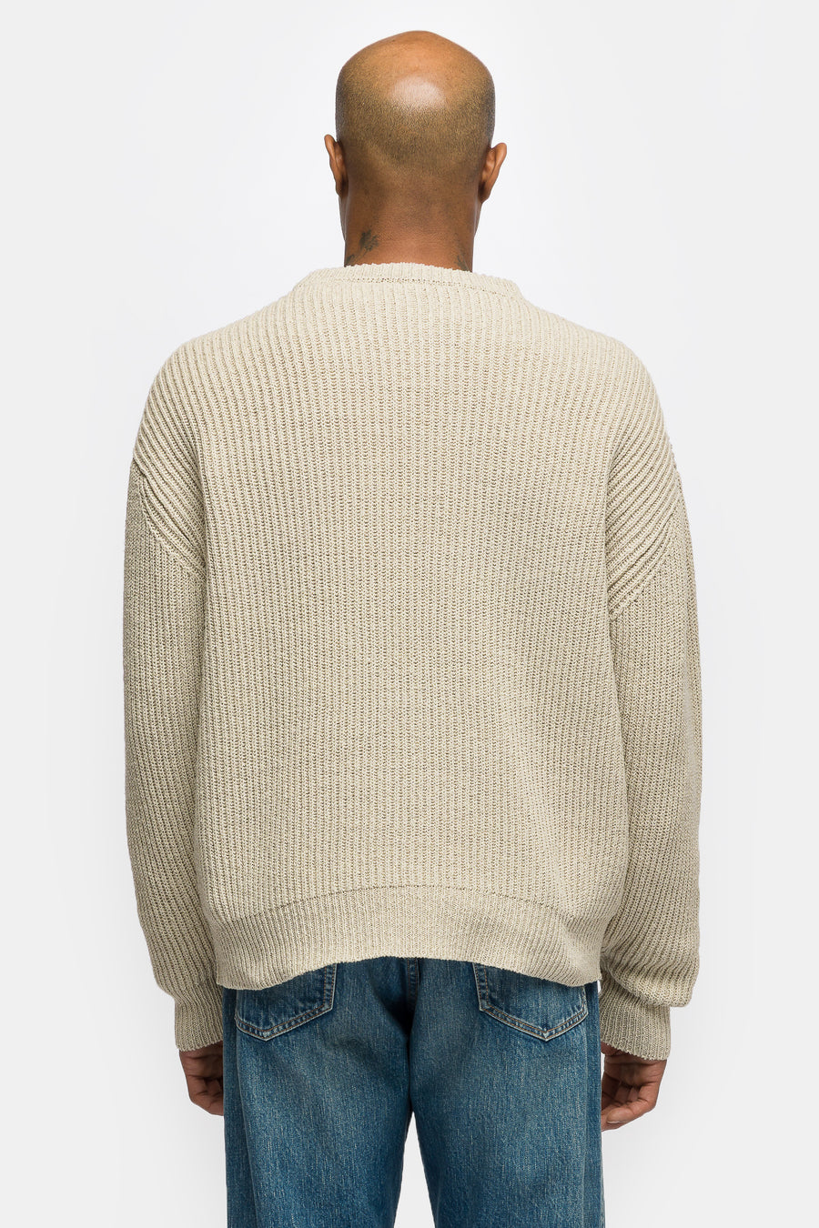 Silk Linen Lilian Crew Neck Sweater in Ecru