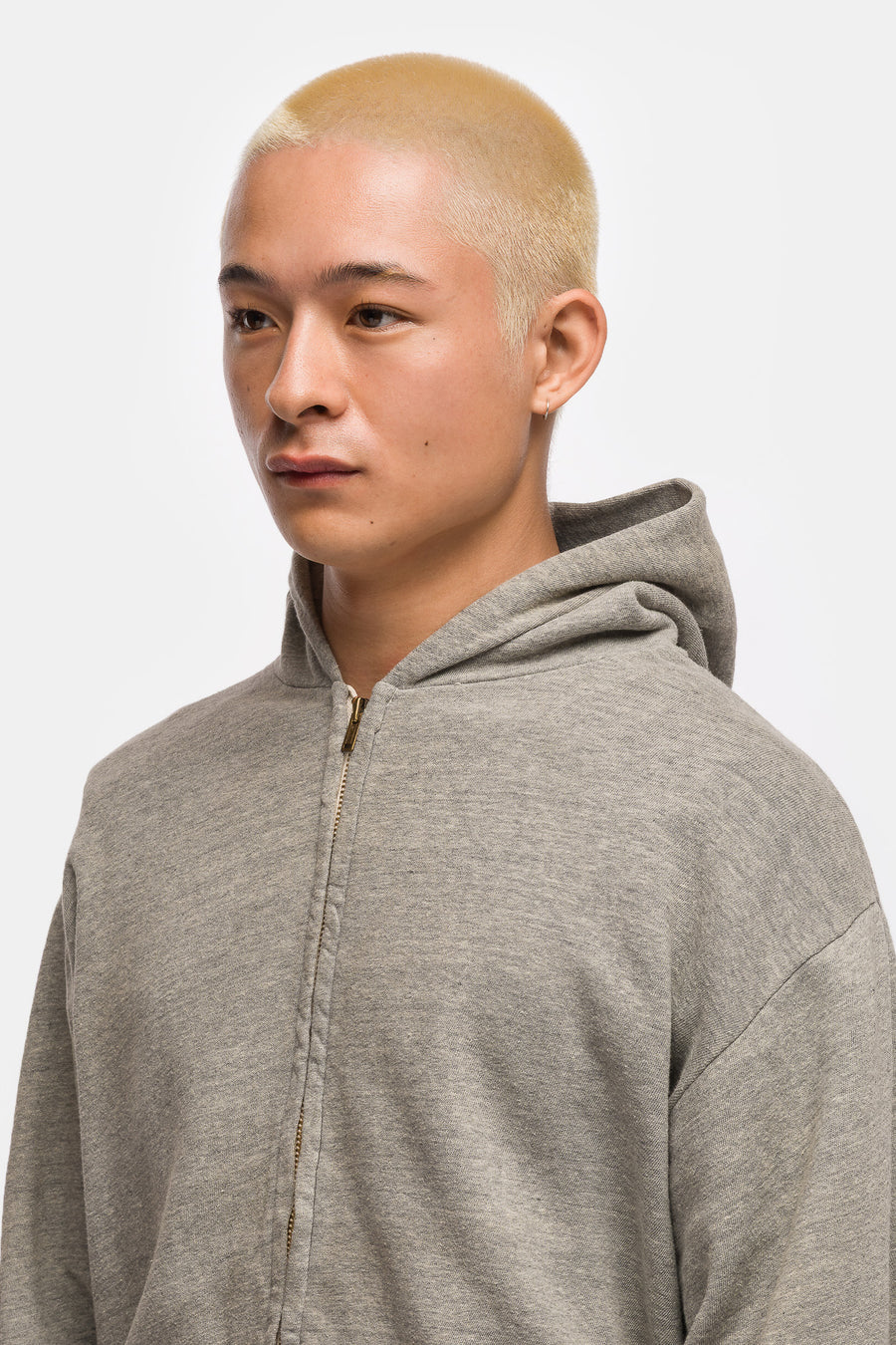 Vintage Lightweight Zip Sweat Hoodie in Gray