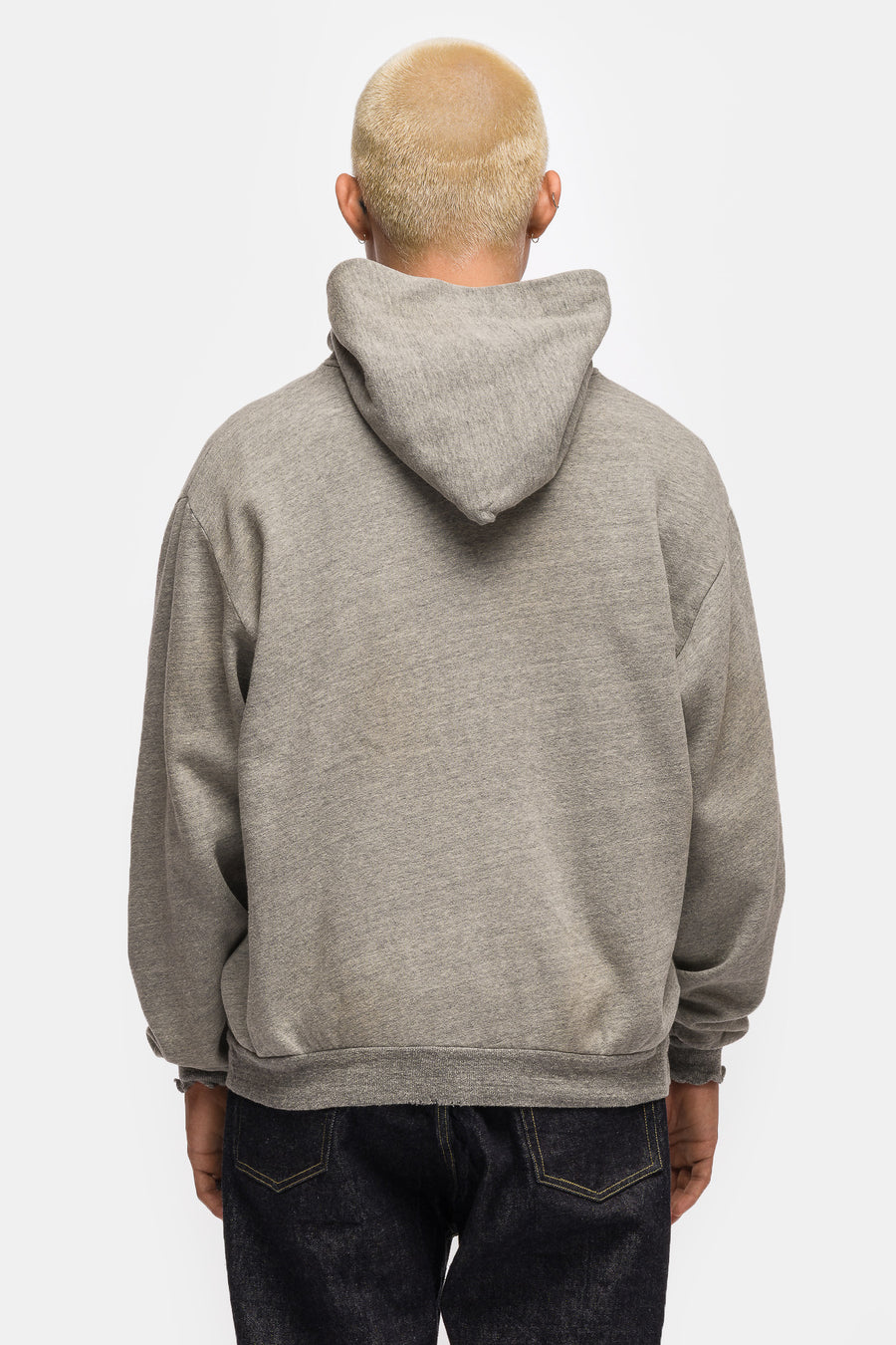 Vintage Lightweight Zip Sweat Hoodie in Gray