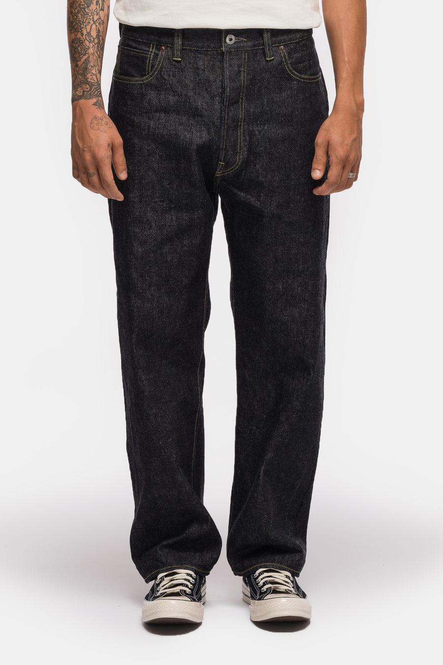 Washed Denim Wide Pants in Indigo