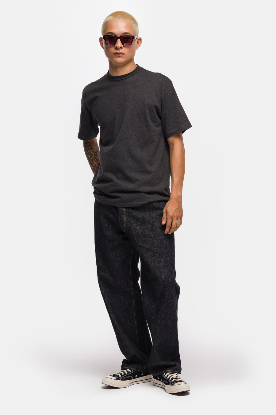 Washed Denim Wide Pants in Indigo