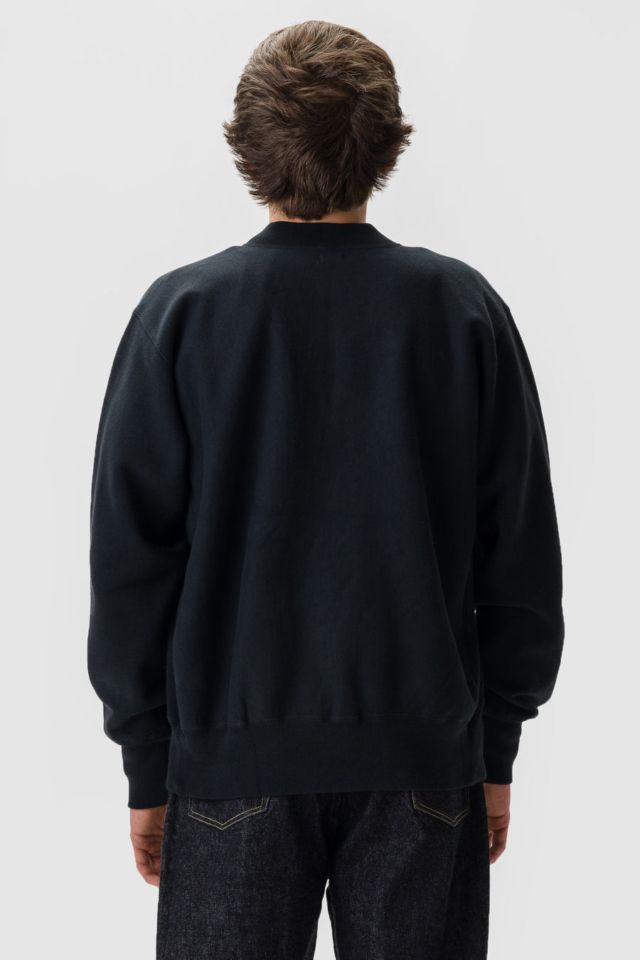 A. Presse Vintage Half Zip Rib Collar Sweatshirt in Black - Notre