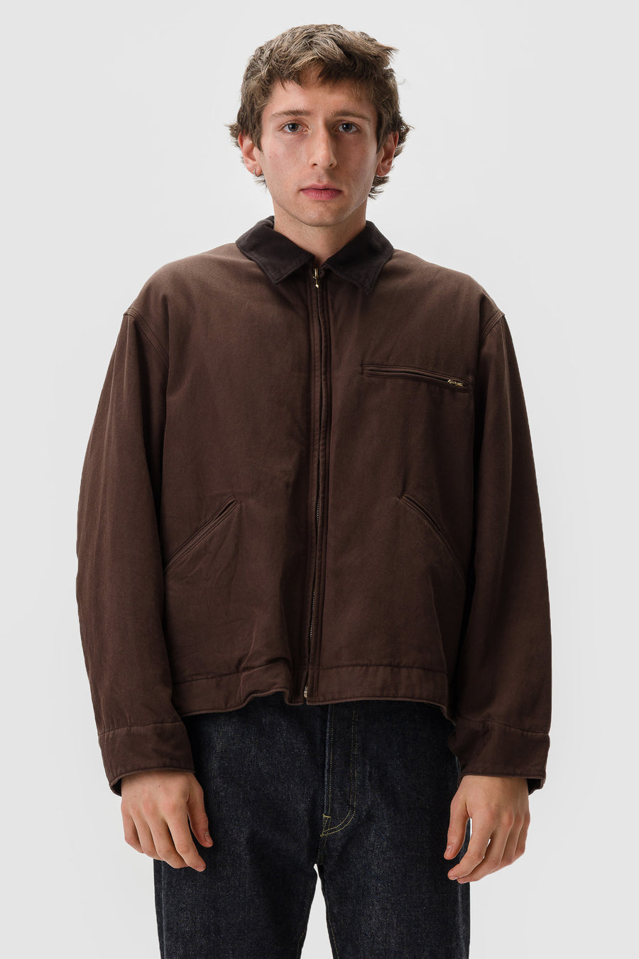 A. Presse Vintage Silk Cotton Detroit Jacket in Brown - Notre