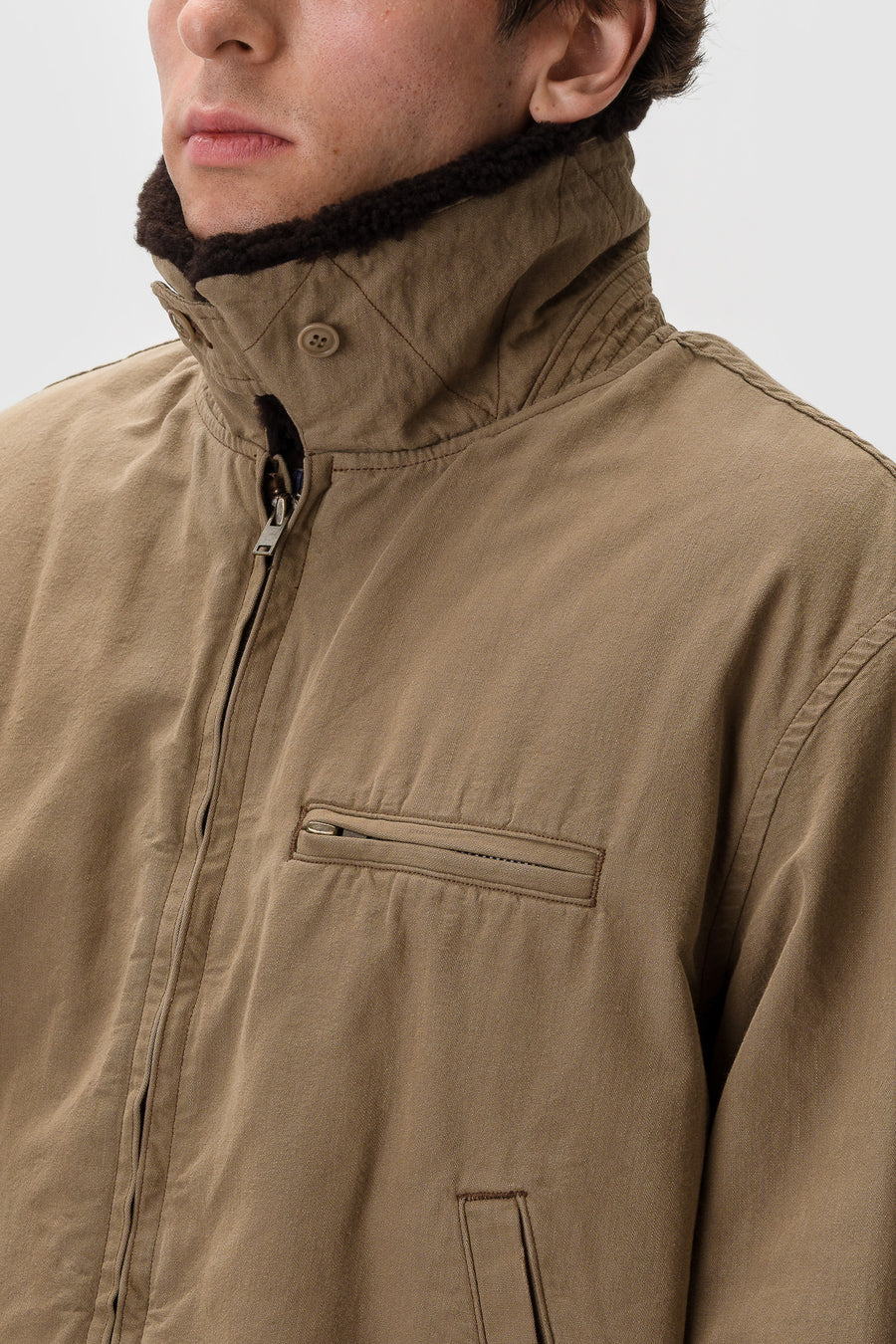 A. Presse Vintage Washed Wool Flight Jacket in Beige - Notre