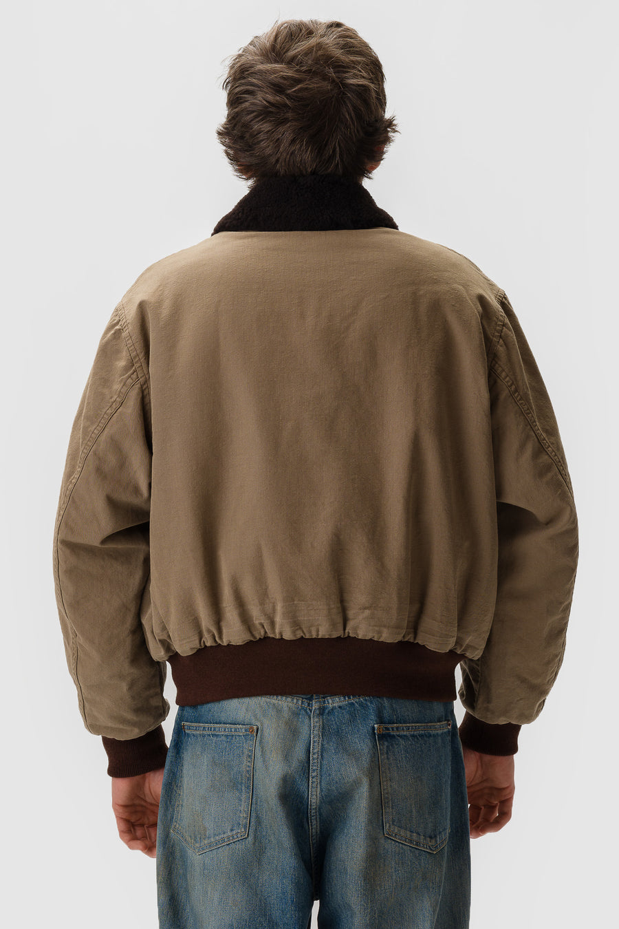 A. Presse Vintage Washed Wool Flight Jacket in Beige - Notre