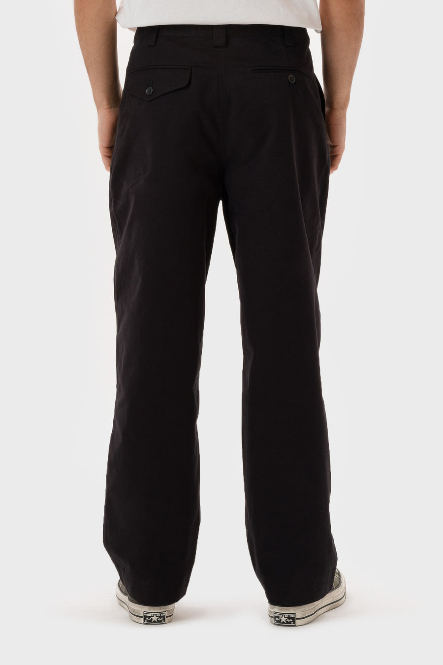 Aaron Levine Canvas Double Pleated Pant in Black - Notre